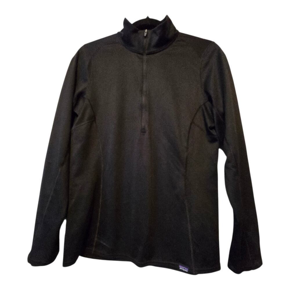 Patagonia Capilene Midweight Baselayer 1/4 Zip Top Womens MED Black Polartec Run